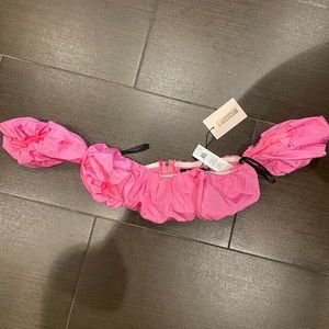 Hot pink co ord puff sleeve bralette